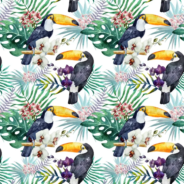 Tropical  pattern with birds — Stock Photo, Image