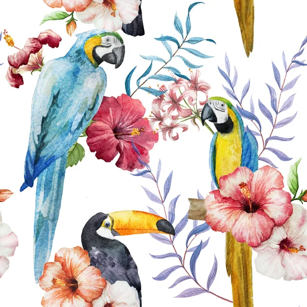 Tropical  pattern with birds — Stock Photo, Image