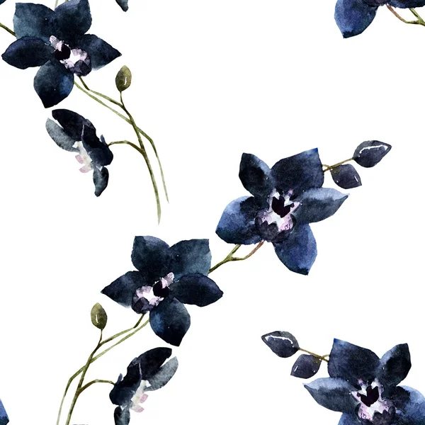 Patrón orquídea acuarela —  Fotos de Stock