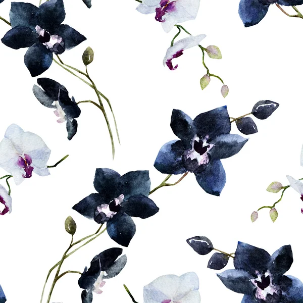 Padrão de orquídea aquarela — Fotografia de Stock