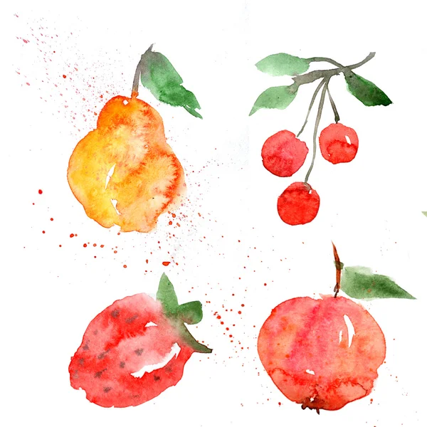 Fundo de fruta aquarela — Fotografia de Stock