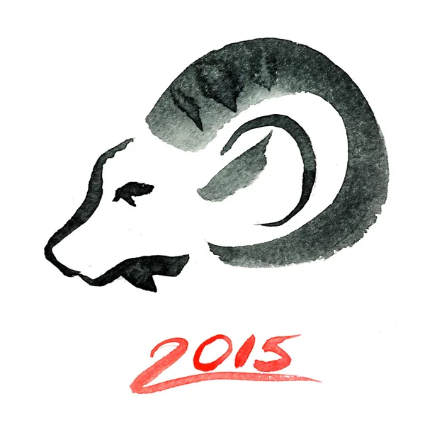Goat watercolor zodiac symbol — Stock Photo, Image