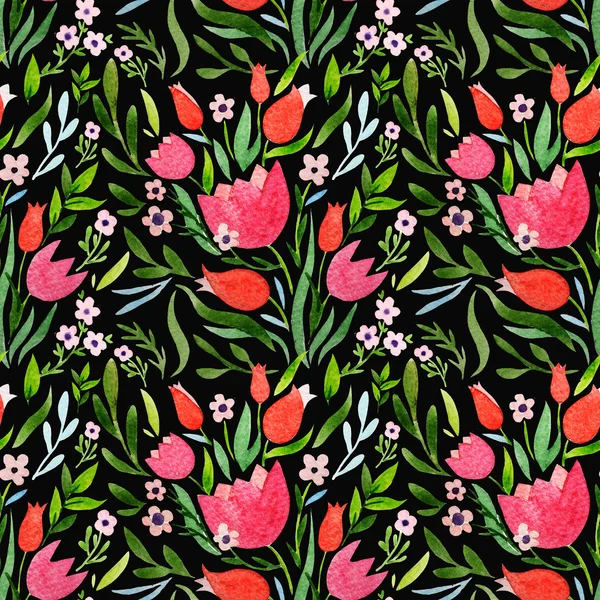 Akvarell naturliga bakgrund med tulpaner — Stockfoto