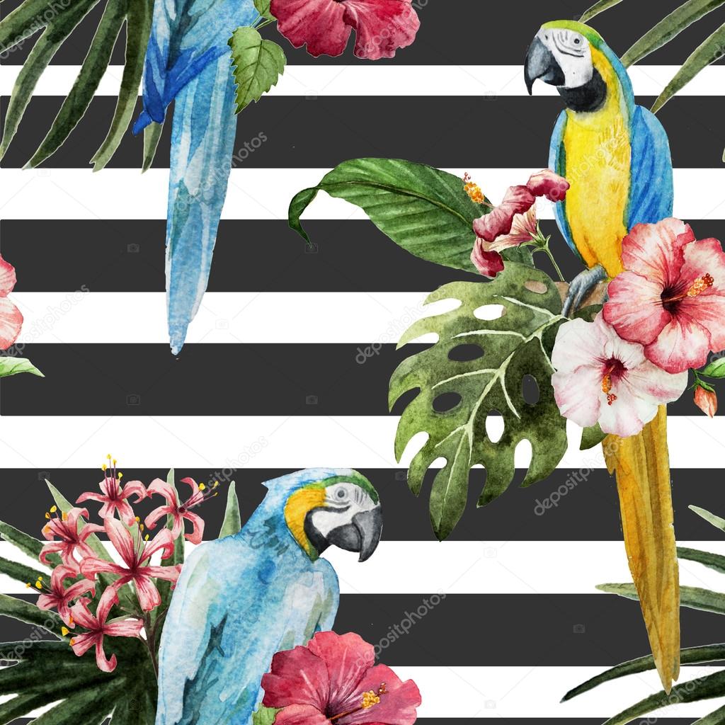 Tropical  pattern with birds