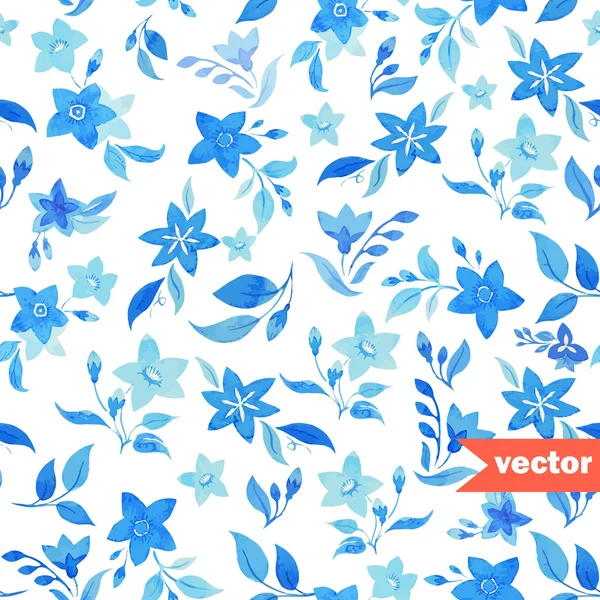 Vintage blue  flowers  pattern — Stock Vector