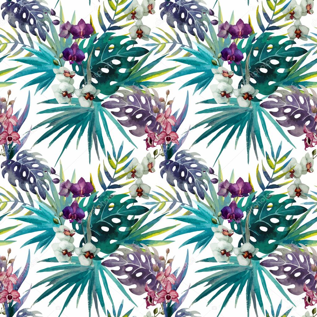 Watercolor jungle pattern