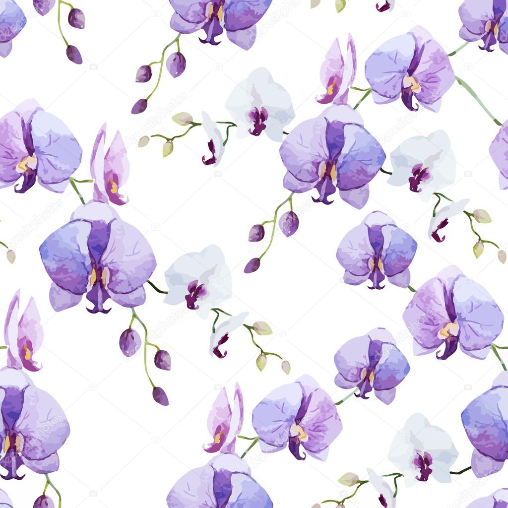 Watercolor Purple Orchids