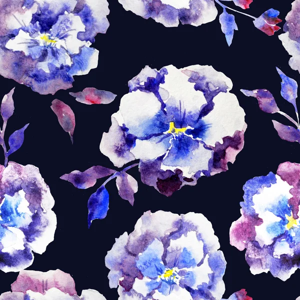 Watercolor pansies  pattern — Stock Photo, Image