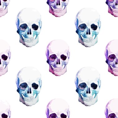 Kafatası suluboya desen