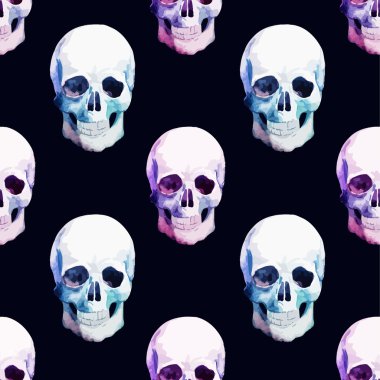 Kafatası suluboya desen