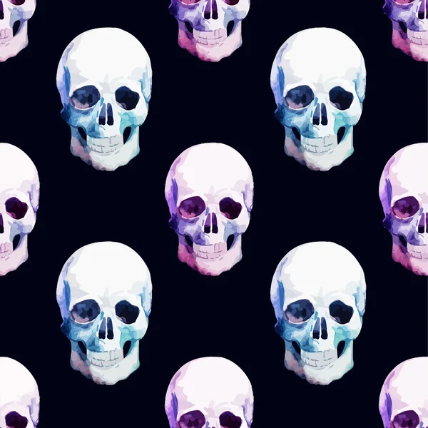 Skull watercolor pattern — Stock Vector