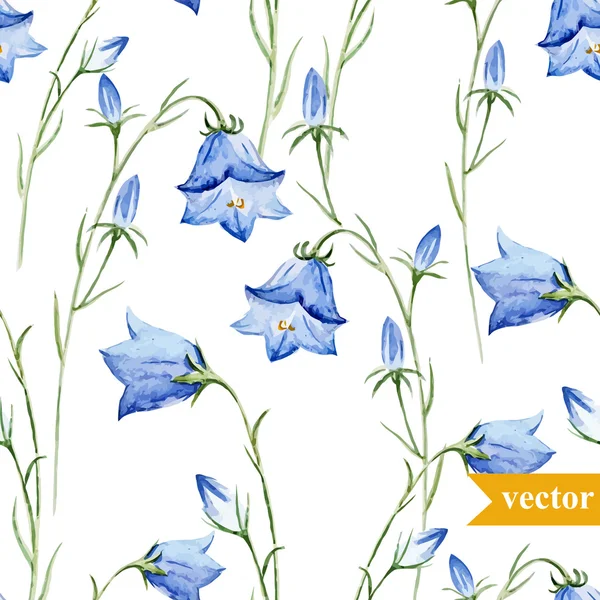 Aquarela sino flores fundo — Vetor de Stock