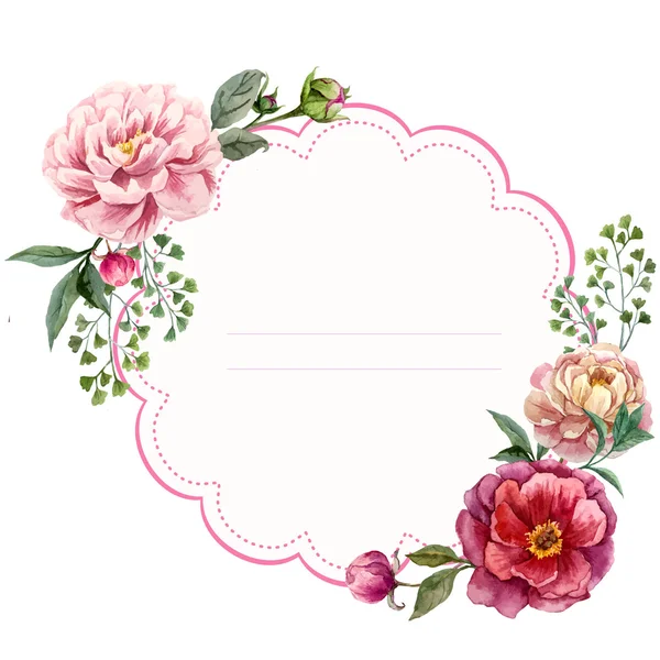 Tarjeta de marco floral acuarela — Vector de stock