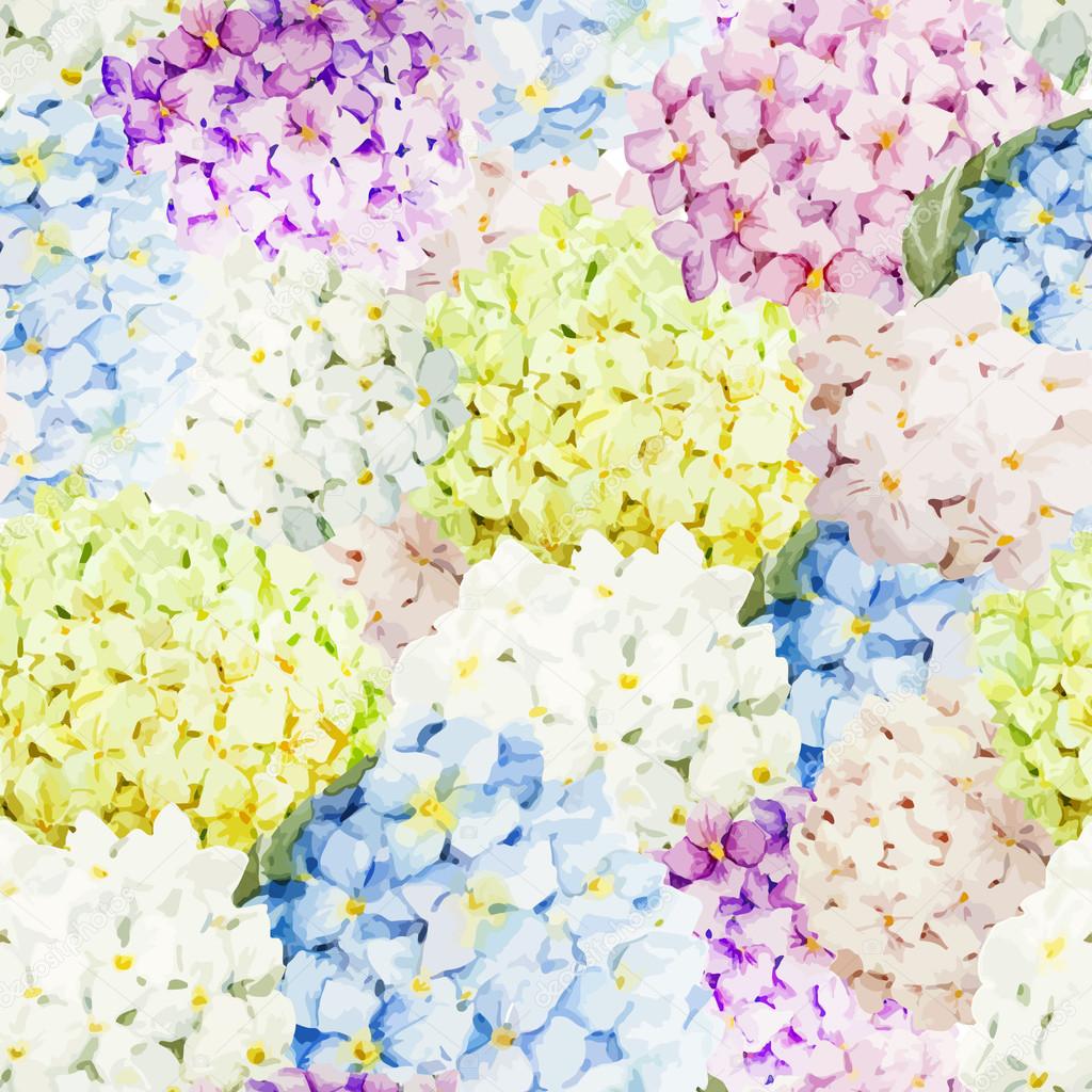 Hydrangea Watercolor flowers pattern