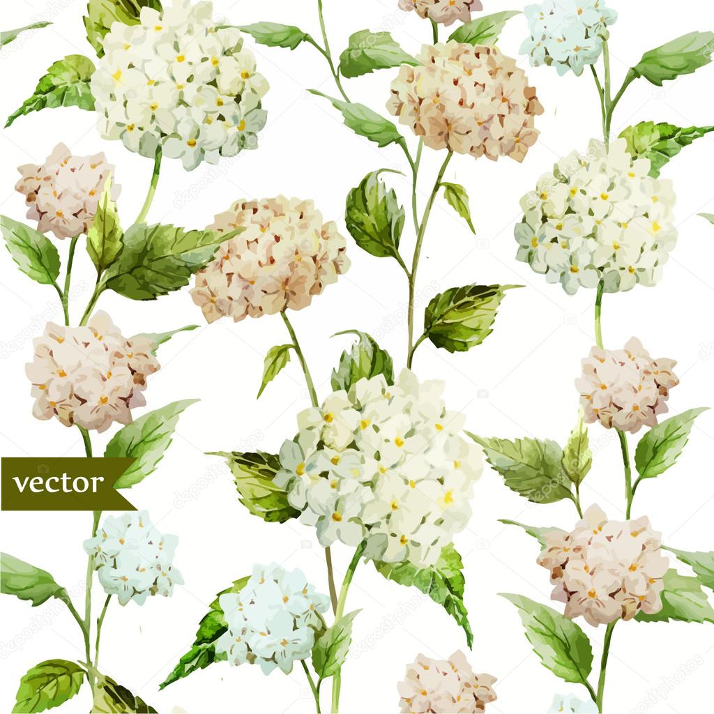 Hydrangea Watercolor flowers pattern