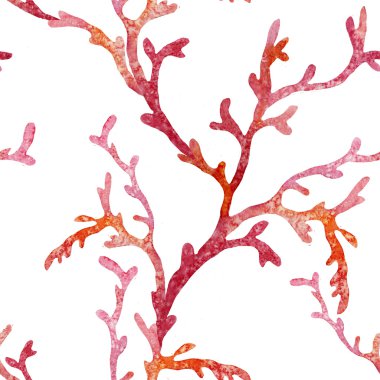 Ocean watercolor coral pattern clipart