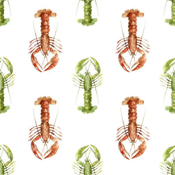 水彩海洋龙虾模式 — 图库照片