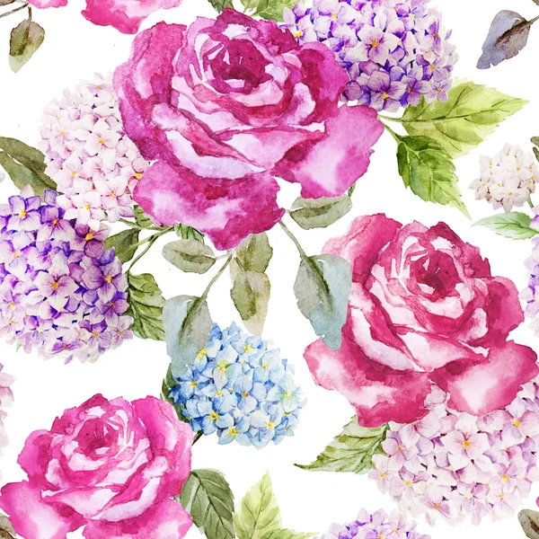 Watercolor rose patter for wallpaper — Stock Photo, Image