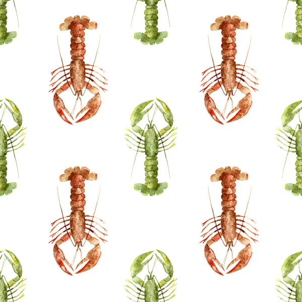 Watercolor ocean lobster pattern — Stock Image Watercolor ocean lobster pattern Stock Picture
