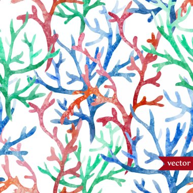 Watercolor corals set and ocean  sponge clipart