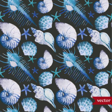Suluboya mercan, kabukları ve starfishes desen