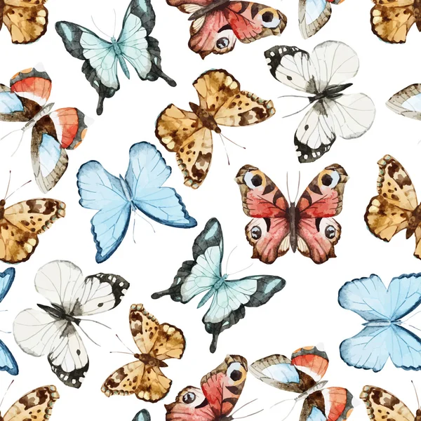 Watercolor butterflies  pattern — Stock Vector