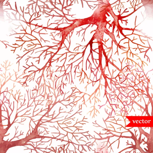 Océano acuarela patrón coral — Archivo Imágenes Vectoriales