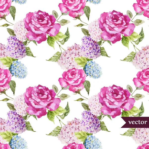 Rosas patrón acuarela fondo de pantalla — Vector de stock
