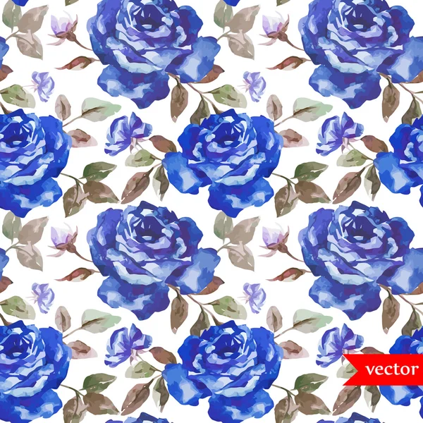 Blue roses pattern  watercolor  wallpaper — Stock Vector