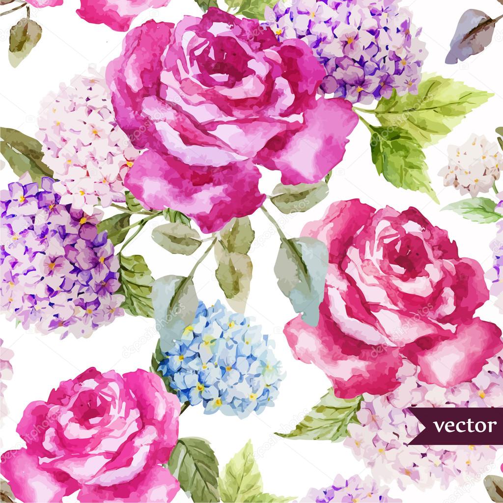 Roses pattern watercolor wallpaper