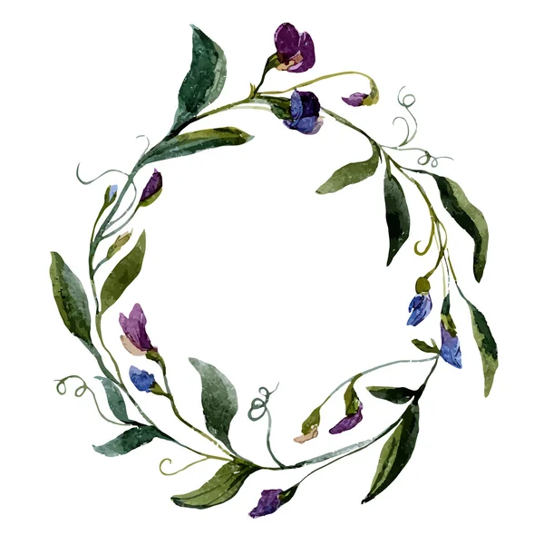 水彩のペチュニアの花の花輪 — ストックベクタ