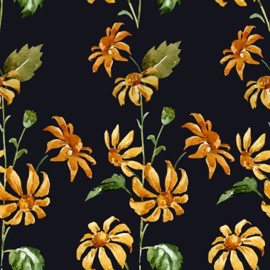 Sarı suluboya çiçek deseni