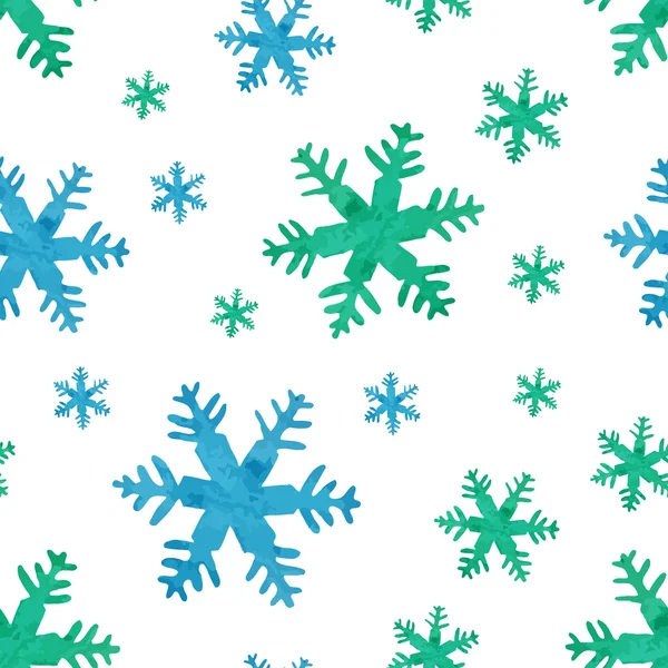 Aquarell Winter Schneeflocken Muster — Stockvektor