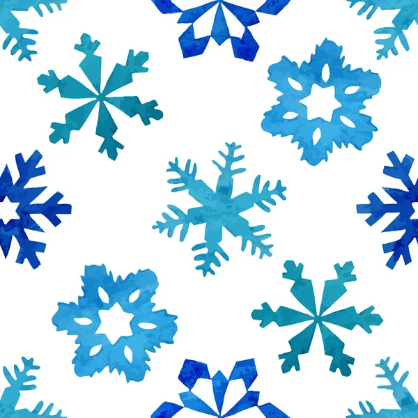 Acuarela invierno copos de nieve patrón — Vector de stock