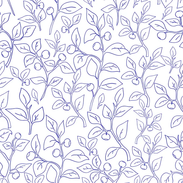 水彩画蓝莓图案 — 图库矢量图片