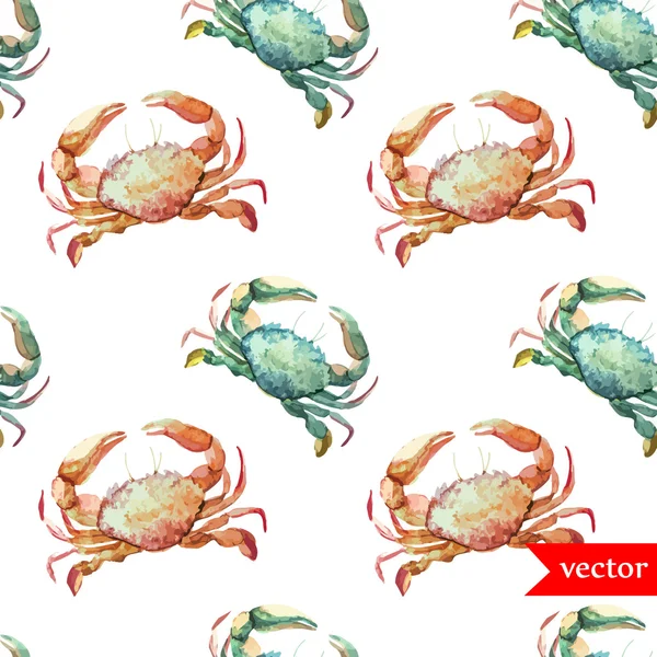 Watercolor sea crabs  pattern — Stock Vector