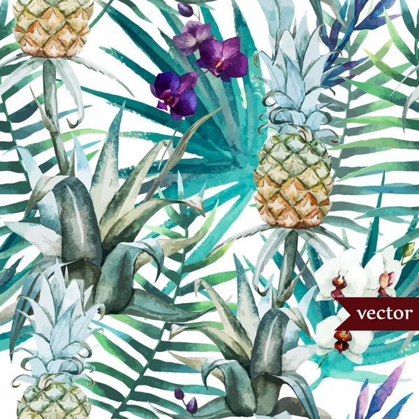 Aquarela padrão tropical — Vetor de Stock