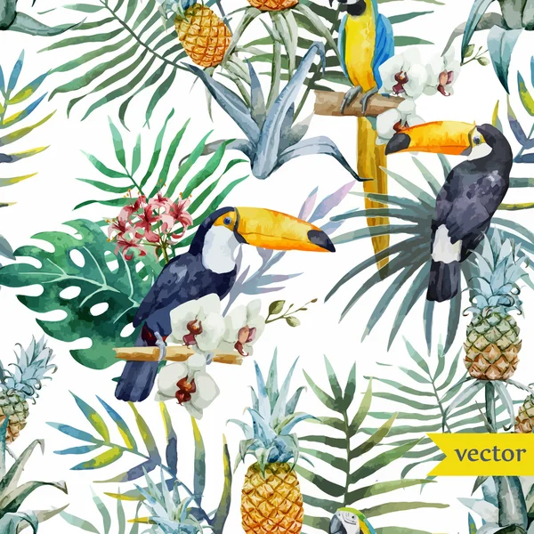 Watercolor tropical pattern — Stock Illustration Watercolor tropical pattern Vector Graphics