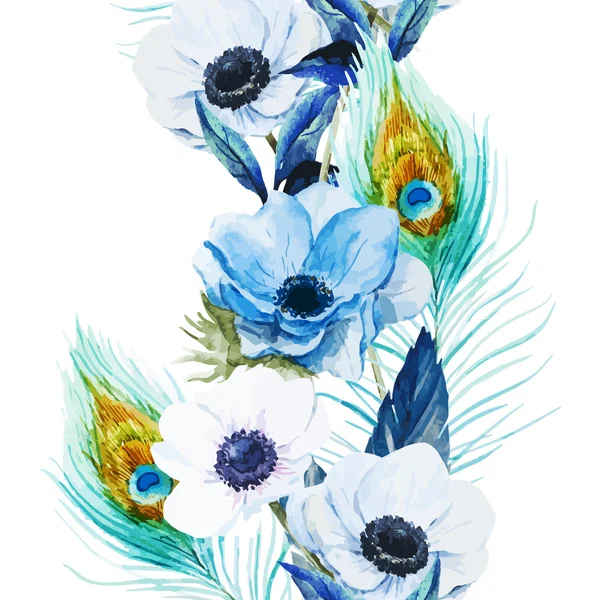 Anemones flowers pattern — Stock Vector