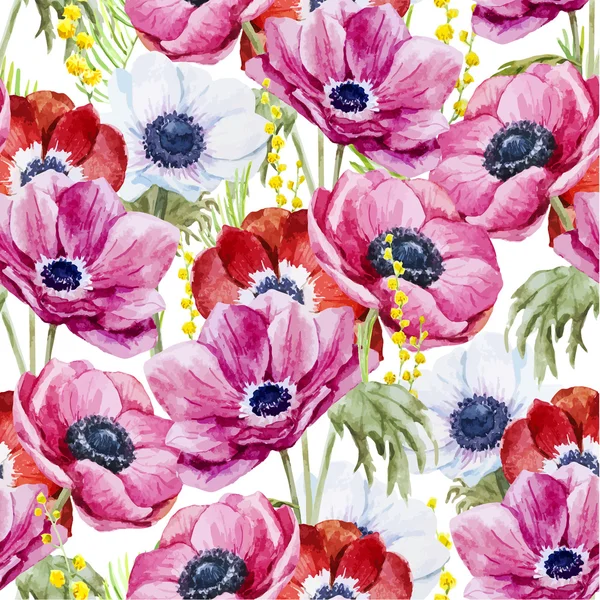 Anemonen Blumen Muster — Stockvektor