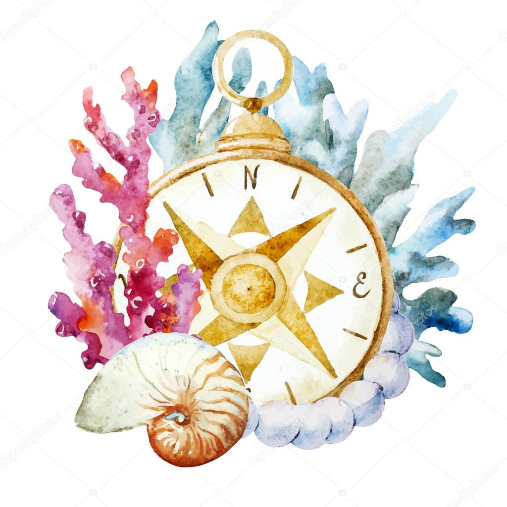 Compass with corals