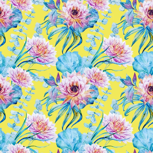 素敵な花の水彩画シームレス パターン — ストックベクタ
