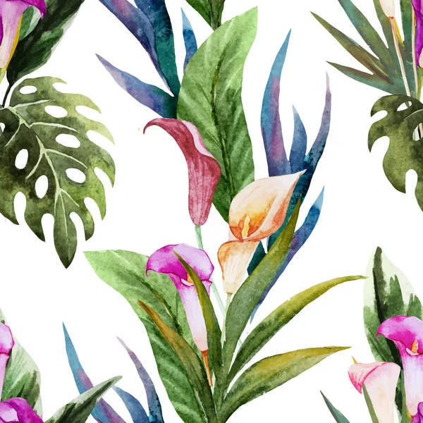 Tropical watercolor seamless pattern — Stock Vector