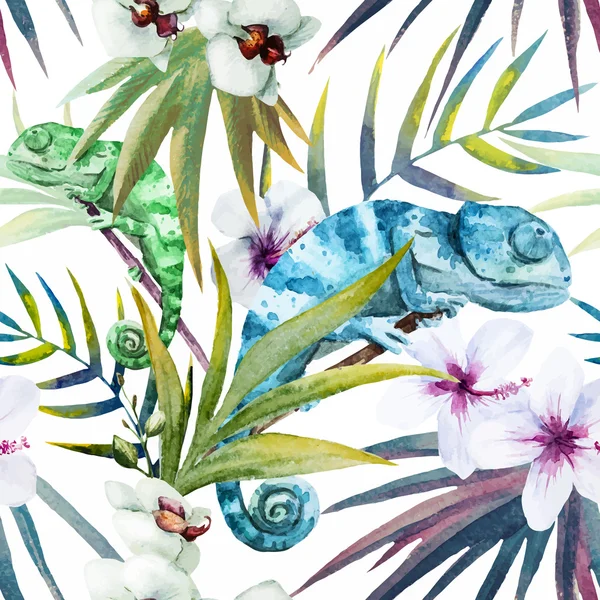 Aquarelle motif vectoriel reptiles caméléon — Image vectorielle