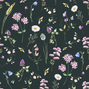 Suluboya kır çiçeği deseni