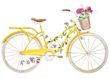 Картина, постер, плакат, фотообои "велосипед акварелью цветы картины", артикул 72884177