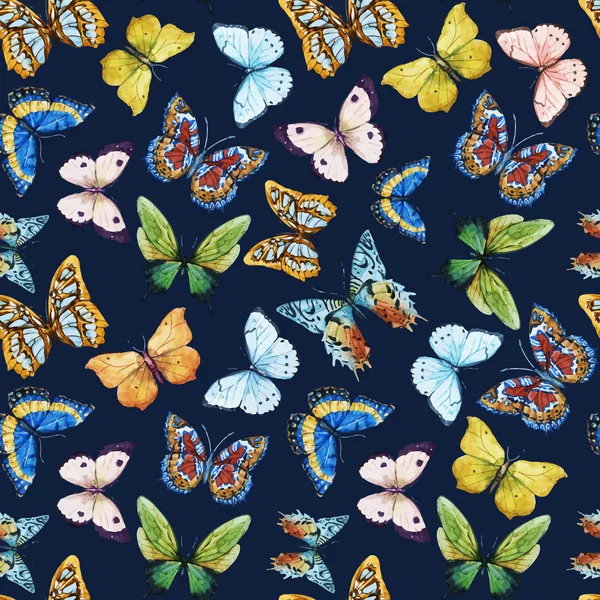 Aquarell-Schmetterlingsmuster — Stockvektor