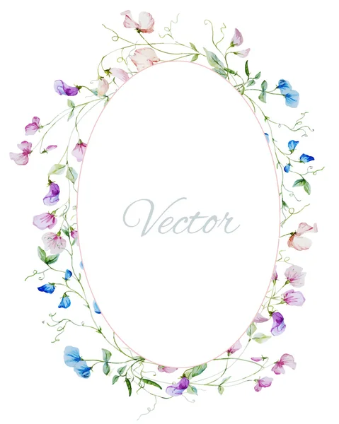 Aquarelle cadre floral — Image vectorielle