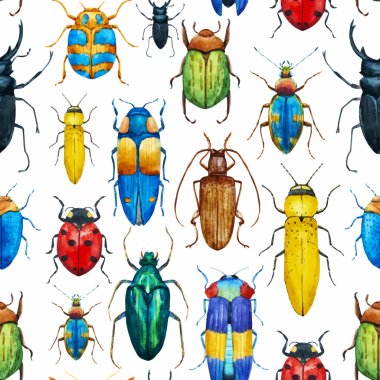 Watercolor bug beetle pattern
