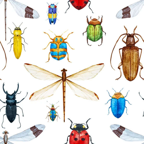 Padrão de besouro bug aquarela —  Vetores de Stock